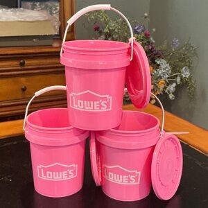Mini Lowe's Pink Party Favor Buckets - Set of 3